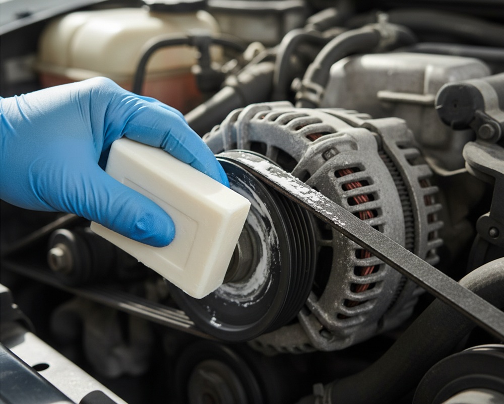 رفع صدای تسمه دینام با صابون